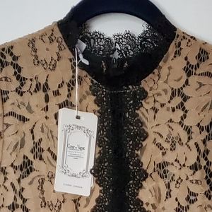 Biege floral lace A-line  dress